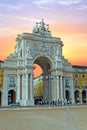 Rua Augusta Arch in Lisbon Portugal at sunset