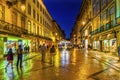 Rua Augusta Evening Walking Shopping Street Baixa Lisbon Portugal Royalty Free Stock Photo