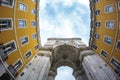 Rua Augusta triumphal Arch in Lisbon city Royalty Free Stock Photo