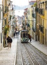 Rua da Bica (Bica Street) and its famous funicular, Lisbon, Portugal Royalty Free Stock Photo