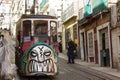 Rua da Bica (Bica Street) and its famous funicular, Lisbon, Portugal Royalty Free Stock Photo