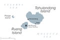 Ruang, an active Indonesian volcanic island, gray political map