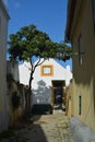 Streets of Almada. Portugal. Old town yard. Royalty Free Stock Photo