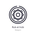 rub el hizb outline icon. isolated line vector illustration from religion collection. editable thin stroke rub el hizb icon on