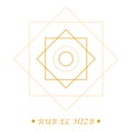 Rub el Hizb sign. Islamic Star. Symbol of Islam in gold color on white background. Line art