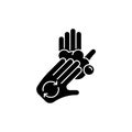 Rub palms with fingers black glyph icon