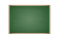 Rubbed out chalkboard with empty green space. Realistic blackboard with wooden frame. Education supplies design concept. Royalty Free Stock Photo