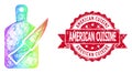 Rubber American Cuisine Stamp Seal and Rainbow Linear Cutting Board and Knife