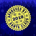 Rubber APPROVED BY SANTA CLAUS Stamp Seal on Winter Background