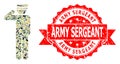 Rubber Army Sergeant Stamp Seal and Military Camouflage Composition of Police Officer Royalty Free Stock Photo