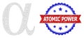 Rubber Atomic Power Round Rosette Bicolor Stamp and Mesh 2D Alpha Greek Lowercase Letter