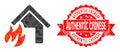 Rubber Authentic Chinese Stamp and House Fire Disaster Triangle Mocaic Icon Royalty Free Stock Photo