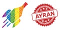 Rubber Ayran Stamp and Spectrum Rocket Wine Bottle Mosaic