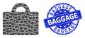 Rubber Baggage Round Seal Stamp and Recursion Baggage Icon Mosaic