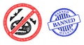 Rubber Banned Badge and Network Forbidden Halloween Web Mesh