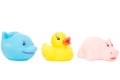 Rubber bath toys isolated on white background Royalty Free Stock Photo