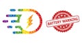 Rubber Battery Warning Stamp and Rainbow Electric Participle Mosaic