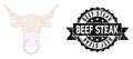 Rubber Beef Steak Ribbon Stamp and Mesh 2D Bull Head