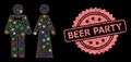 Rubber Beer Party Seal and Net Just Married Persons with Flash Nodes