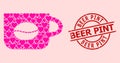 Rubber Beer Pint Stamp and Pink Love Heart Coffee Cup Collage