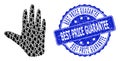 Rubber Best Price Guarantee Round Watermark and Recursive Hand Icon Mosaic