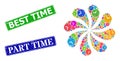 Rubber Best Time Badges and Time Icon Bright Centrifugal Spin