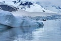 Rubber Boat Glacier Snow Mountains Paradise Bay Skintorp Cove Antarctica Royalty Free Stock Photo