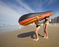 Rubber boat with legs Royalty Free Stock Photo