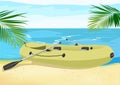 Rubber boat on the sea shore Royalty Free Stock Photo