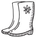 Rubber boots doodle. Autumn farmer footwear icon