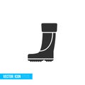 Rubber boots for fishing icon in silhouette flat style isolated on white background. Royalty Free Stock Photo