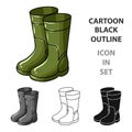 Rubber boots icon in cartoon style isolated on white background. Fishing symbol stock vector illustration. Royalty Free Stock Photo