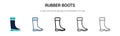 Rubber boots icon in filled, thin line, outline and stroke style. Vector illustration of two colored and black rubber boots vector Royalty Free Stock Photo