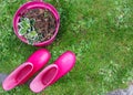 Rubber boots on the lawn