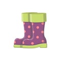 Rubber boots with polka dots. Waterproof shoes. The theme of the garden. Insulated boots on a white background.