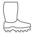 Rubber boots thin line icon. Footwear vector illustration isolated on white. Watertights outline style design, designed