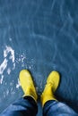 Rubber boots in the water Royalty Free Stock Photo