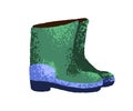 Rubber boots, waterproof wellies. Rainboots for rain protection. Protective footwear, gumboots, seasonal galoshes pair