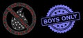 Rubber Boys Only Stamp and Bright Web Network Forbidden Fire with Glare Spots Royalty Free Stock Photo