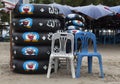 Rubber buoy for rent on the beach side