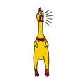 Rubber chicken toy doodle icon, vector color line illustration