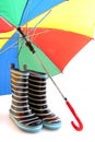 Rubber child boots with colorful umbrella