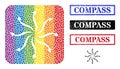 Rubber Compass Badge and Dotted Mosaic Cyclone Rotation Arrows Stencil Pictogram for LGBT Royalty Free Stock Photo