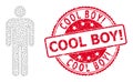 Rubber Cool Boy! Round Seal Stamp and Mesh Wireframe Person