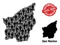 Rubber Cool Boy! Stamp and San Marino Map Collage of Man Figure Icons