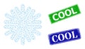 Rubber Cool Stamp Imitations and Triangle Mesh Snowflake Icon