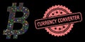 Rubber Currency Converter Stamp and Net Bitcoin with Lightspots