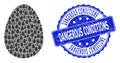 Rubber Dangerous Conditions Round Watermark and Recursion Egg Icon Mosaic