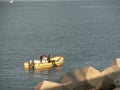 Rubber dinghy on the sea Royalty Free Stock Photo