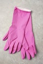 Rubber domestic sanitary gloves of pink color top view